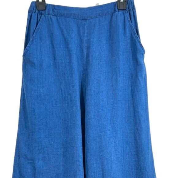 CP Shades x Gorsuch Linen Wide Leg Pants Blue Size Medium Pre-Loved - Picture 3 of 6